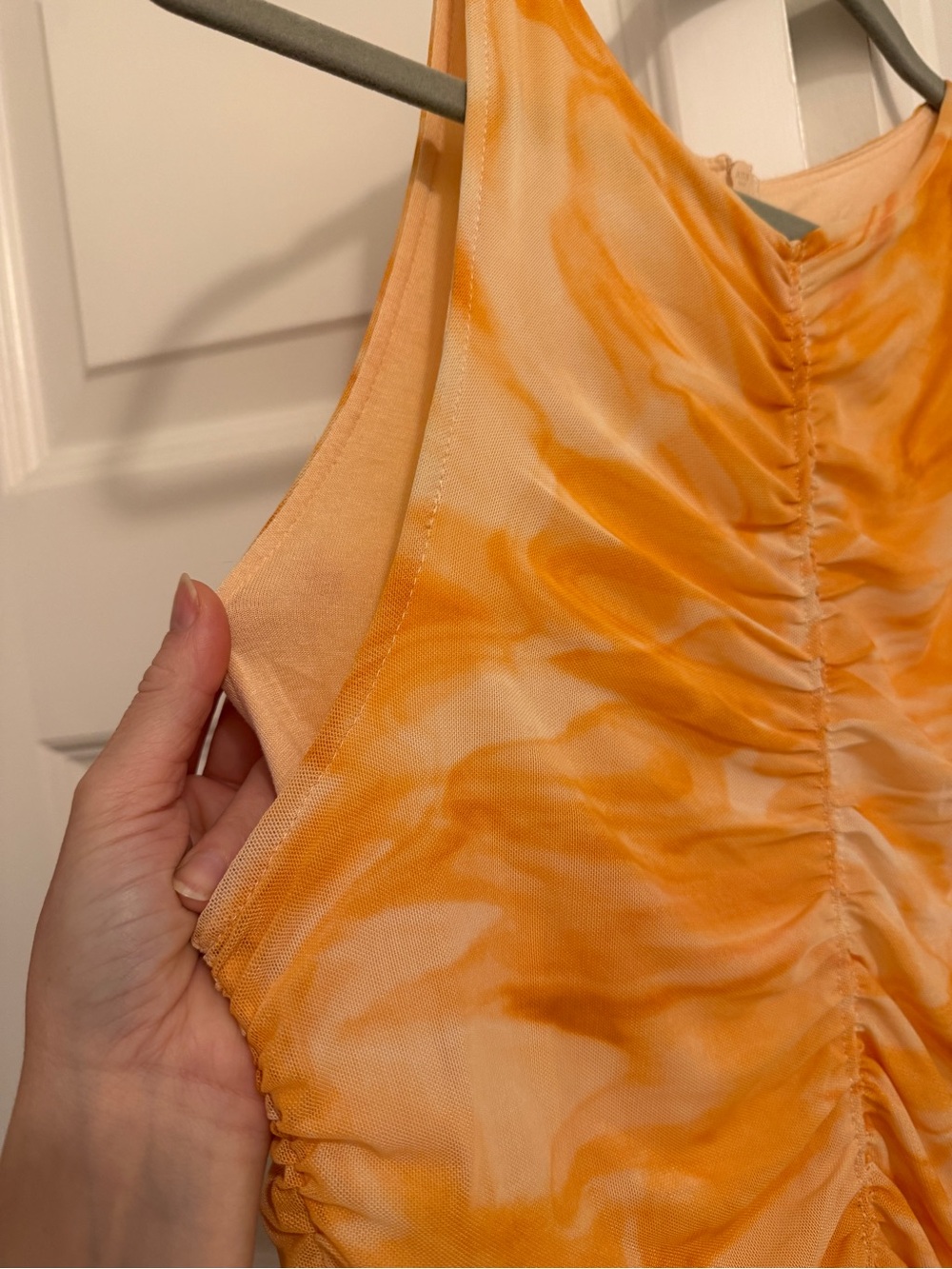 Orange Ruched Bodycon Maxi Dress - Picture 4 of 5